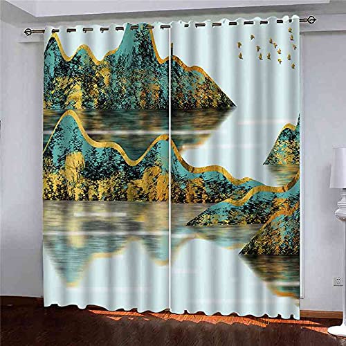 Rideau occultant au décor de montagne d'or pour illuminer et réchauffer le salon