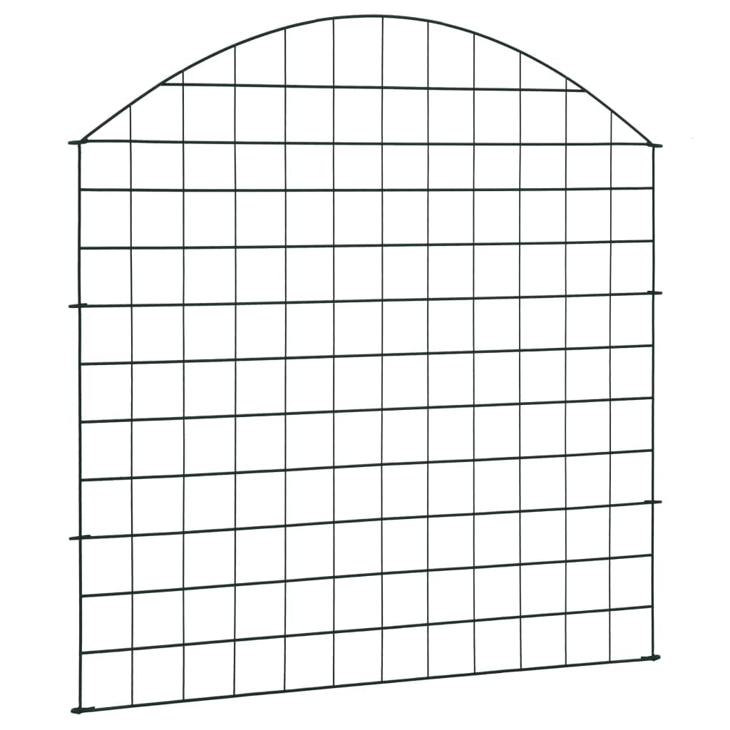 Set di recinzioni da giardino convesse, 77,5 x 78,5 cm, colore verde, filo di acciaio verniciato a polvere, per laghetto, giardino, bordo dell'aiuola, 5 elementi di recinzione con 6 pali