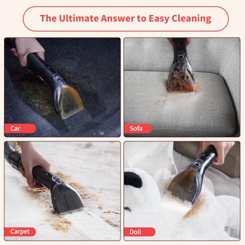 Image of Upholstery Carpet Cleaner, MUJERBAY UltraHeat 12Kpa Portable Spot & Stain, Move with Universal Wheels & Handle, 1.18-inch Deep Cleaning Machine for Couch, Stairs, Car & Pet Messes.