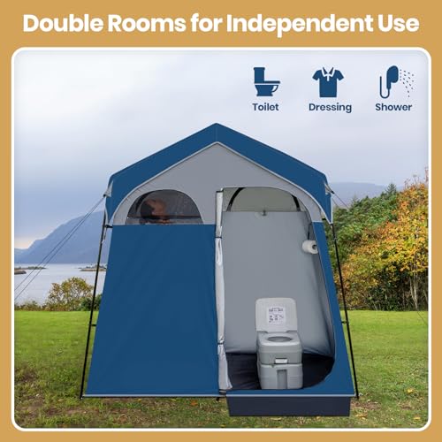 Leader-Accessories-Camping-Shower-Tent-Portable-Easy-Set-Up-2-Rooms-Shower-Tent-Water-Resistant-Outdoor-Privacy-Changing-Tent-Perfect-for-Shower-Portable-Toilet-Camping-Dressing-Outdoor