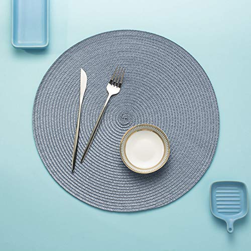 image for AHHFSMEI Round Braided Placemats 15 Inch Round Table Mats for Dining T