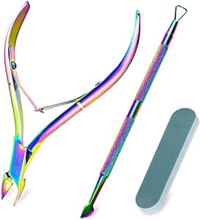 Pingispower Cuticle Trimmer with Cuticle Pusher 3PCS, Professional Cuticle Cutter Cuticle Nippers and Cuticle Remover Tool Kit, Durable Nail Cuticle Care Set for Fingernails and Toenails