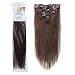 Emosa 7Pcs 70g 100% Real Full Head Remy Clip In Human Hair Extensions #4 Medium Brown Silky Soft