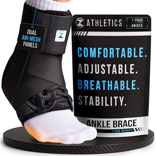 Z ATHLETICS Ankle Brace for Women & Men - Lace Up Adjustable Support with Side Stabilizers for Sprained Ankle, Achilles Tendonitis Relief | Basketball, Volleyball, Running & Sports Recovery