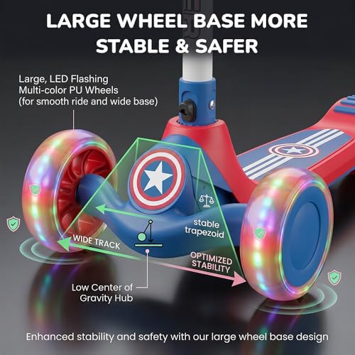 Image of StarAndDaisy Kids Kick Scooter for 3+ Year, kick Scooter for Kids, Skating Scooter with Light Up LED Wheels, Adjustable Handle Height, Foldable 3 Wheel Skate Scooter for Boys Girls 3-12 Years