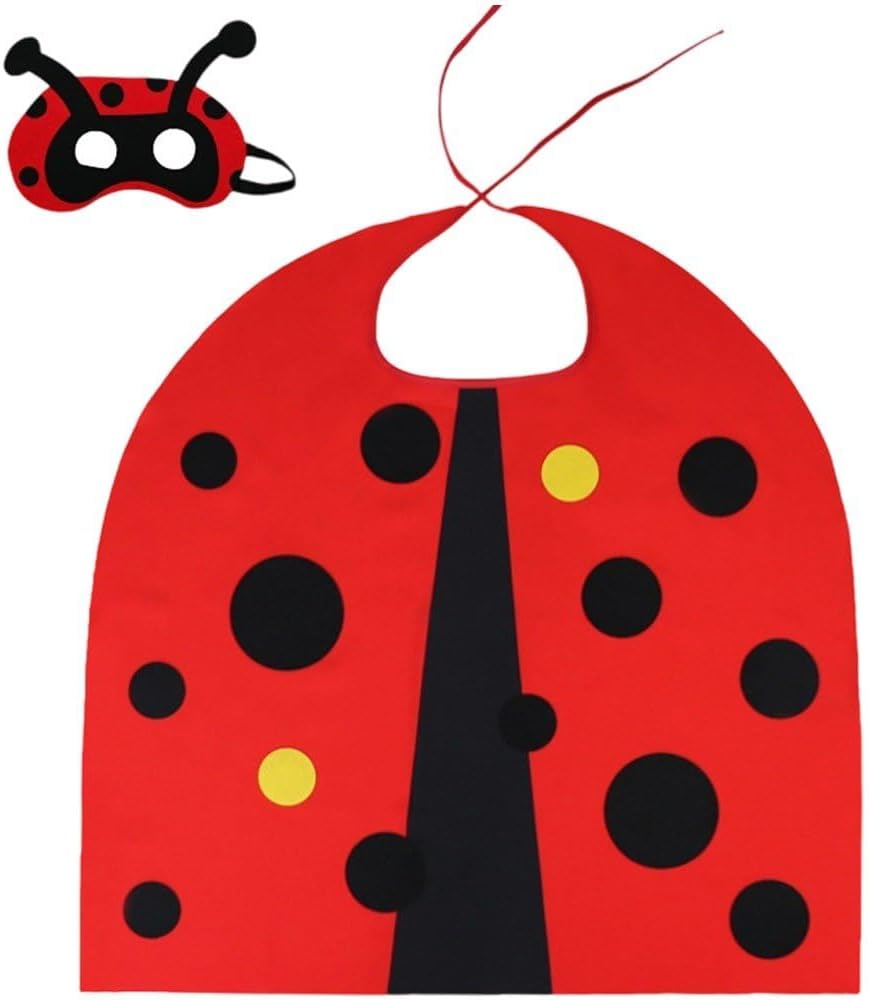Ladybug Cosplay Costume Cloak Mask Set Preschool Performance Props Eye Mask Festival Party Kids