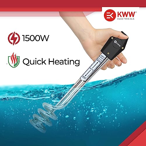 Image of KWW Immersion Water Heater Rod1500W | Water Heaters Immersion | Heating Rod for Hot Water with Copper Heating Element | Water Bucket Heater for Bathroom | 2 Year Warranty