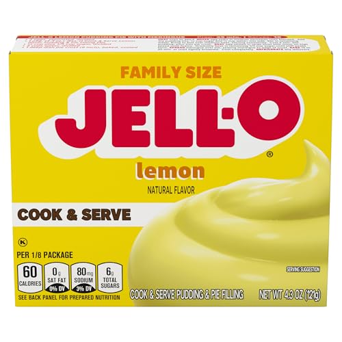 Jell-O Cook &amp; Serve Lemon Pudding &amp; Pie Filling Mix, Easy Dessert Snack, 4.3 oz (Pack of 1)