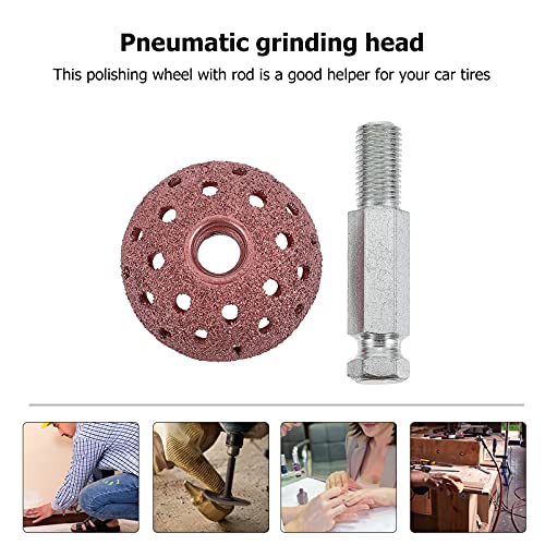 VILLCASE 2 Sets Tire Repair Grinding Machine Head Bowl Tool for Tire Universal Tools Tire Repair Buffer Wheel Grinding Head with Rod Tire Buffing Kit Tungsten Steel Alloy Adapter Large