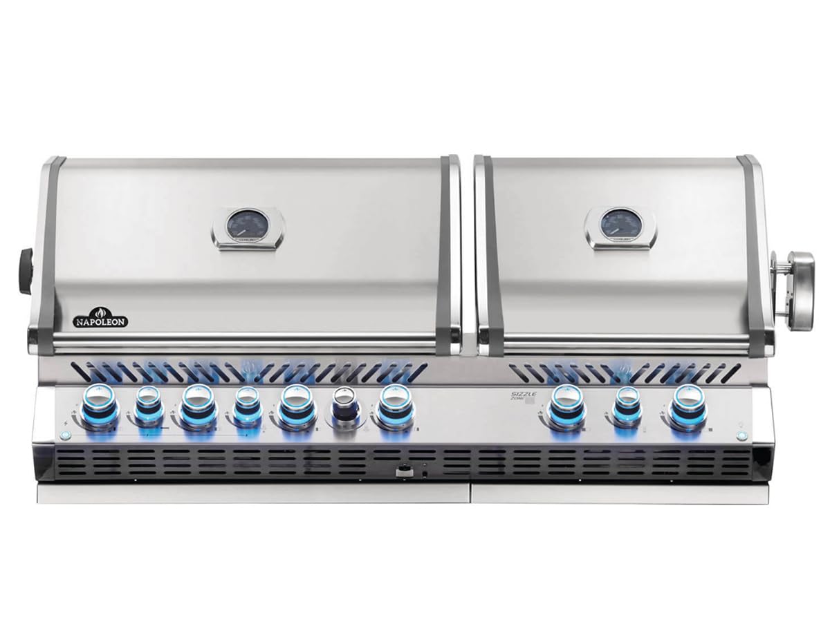 Napoleon Barbecue gaz encastrable Prestige Pro 825 INOX 4 brûleurs + 2 Sizzle Zone + brûleur arrière + Fumage