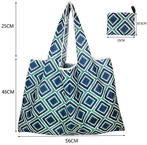 JQKA Pratici sacchetti per la spesa riutilizzabili borsa quadrata floreale pieghevole borsa per la spesa ambientale grande panno Oxford pesante 210D solido - Image 3