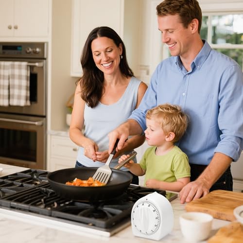 Kitchen Timers for Cooking, 60 Minute Wind Up - Chef Cooking Timer with Loud Alarm,100% Mechanical Desk Timer -No Batteries Required - Manual Countdown timers for Home, Study and Cooking (White) - Image 4
