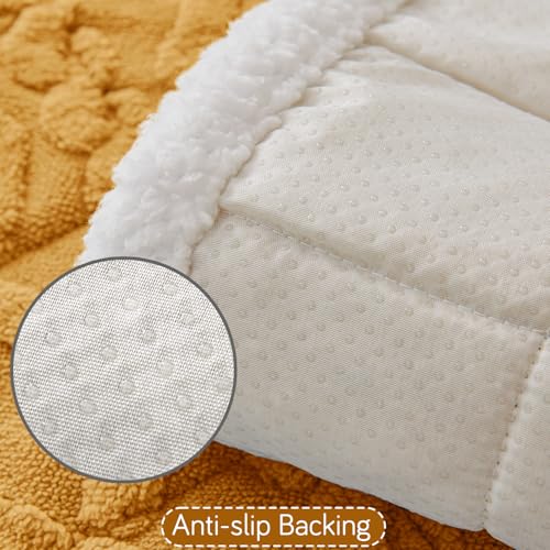 Image of HOKIPO 'Italian Caelora' Luxury Jacquard Plush Sofa Backrest Cover Mat 55x80 cm | Pack of 1 Anti Slip Backrest Mat, Honey Yellow (AR-6225-YLW)