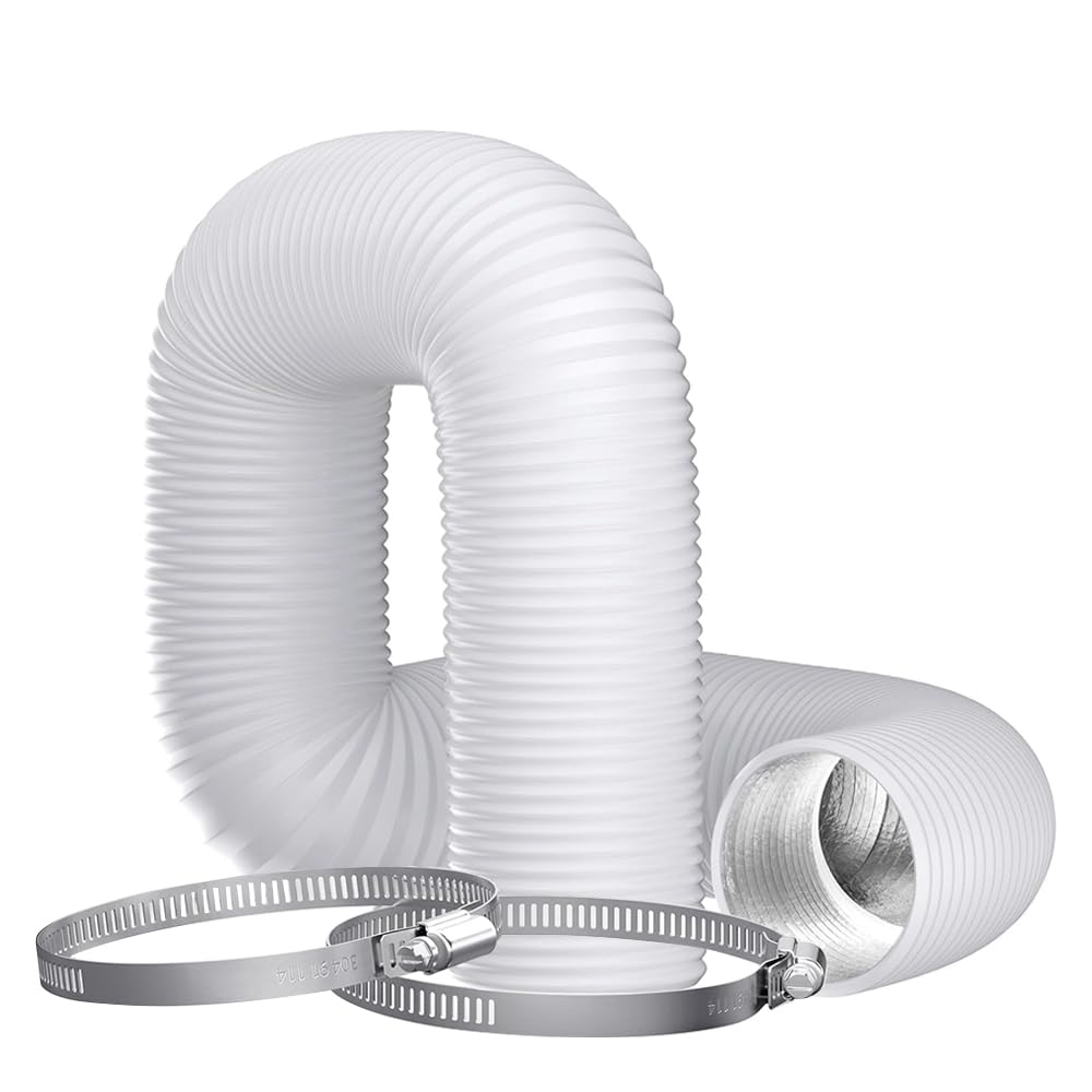 4 Inch (100mm) Flexible Aluminum PVC Ventilation Ducting Hose, 5m White Air Duct Pipe for Extractor Fan Hydroponics