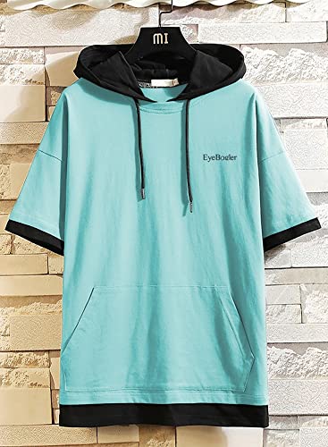 Image of EYEBOGLER Men's Trendy Hooded Neck Half Sleeves Solid T-Shirt