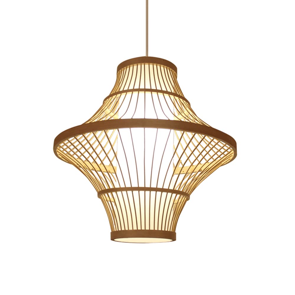 Suspension en rotin naturel et plafonnier bambou style chinois E27 pour salon