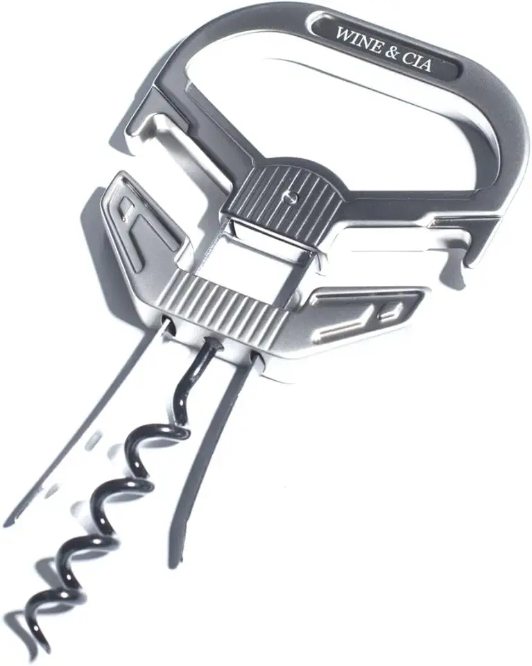 Abridor de Garrafa de Vinho Premium Saca Rolhas Antigas 2 Lâminas com Espiral Inox Anatômico Multi Funcional Com Case Elegante Ideal Para Presente e Uso Intenso Wine & Companhia