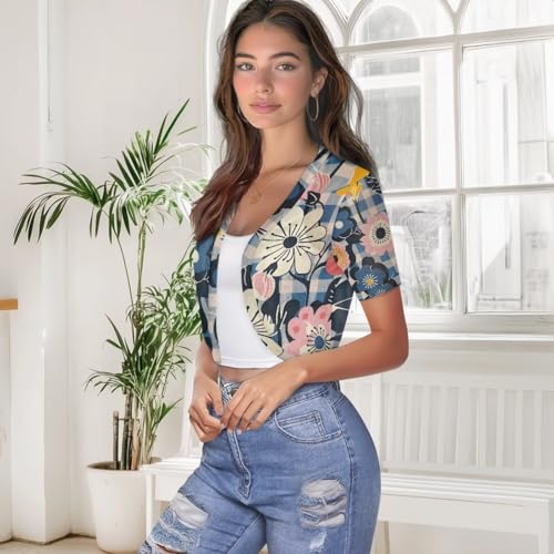 Womens Short Sleeve Sheer Cardigan Women Shrugs for Dresses Summer Lightweight Cropped Bolero Open Front3