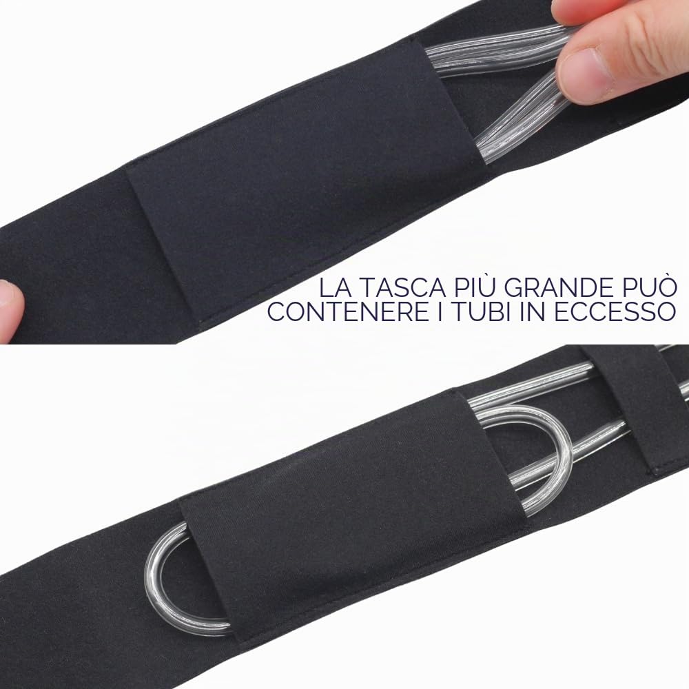 Cintura per tubo per dialisi peritoneale, sottile, morbida ed elastica, sicura per la pelle, prodotta nel Regno Unito, accessori medici per dialisi peritoneale (S, 61-81 cm, nero)