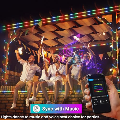 Jnaurb Rgb Color Changing Rope Lights Outdoor, 33Ft 100Led Smart Christmas Lights Remote & App Control thumb #2