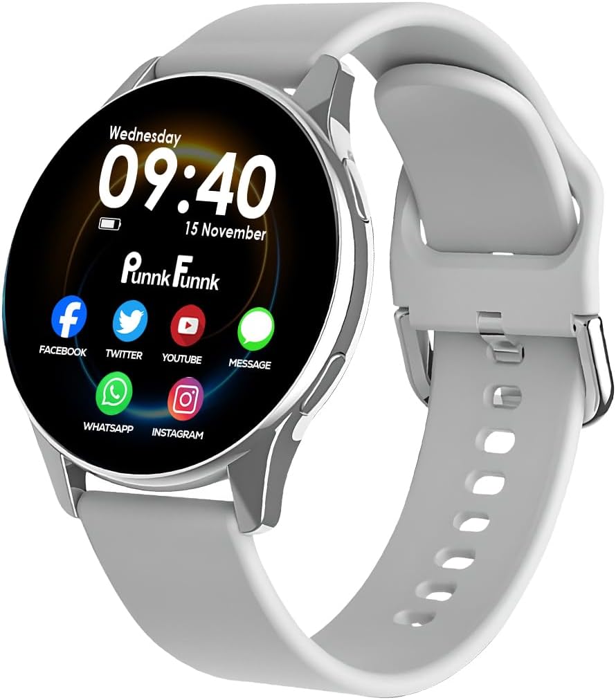 - PunnkFunnk EVO Vista Smartwatch, 1.3” HD Display Bluetooth Calling, Fitness & Sleep Tracker, 100+ Sports Modes, IP67 Waterproof Compatible with Android & iOS(Silver)