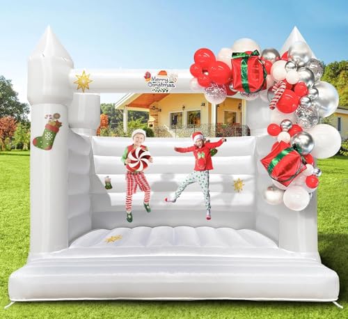 White Bounce House, Oxford Fabric Bounce House for Kids,Castle with Blower,Perfect for Kids, Family, Wedding (13x13x12FT, Weddings) - Image 4
