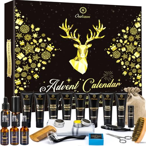 Adventskalender 2025 Männer, Topp Weihnachtskalender mit 24 Kosmetik Pflegeset Männer für Körper, Gesicht, Harre & Bartpflege I Herren Adventskalender 2025, Geschenke für Ihn Papa Freund