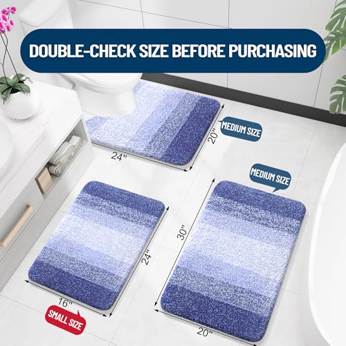 Image of OLANLY Bathroom Runner Rugs Mat 44x24, Extra Soft Absorbent Microfiber Bath Rugs, Rubber Backing, Quick Dry, Washable Long Bath Mats for Bathroom, Tub and Shower, Home Decor Accessories, Blue-Violet