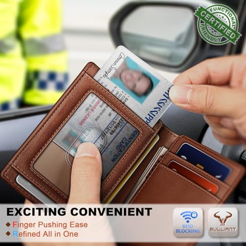 Image of BULLIANT Slim Wallet For Men 12Cards,Magnetic Flip Build-in Money Clip Airtag Compatible-RFID Blocking