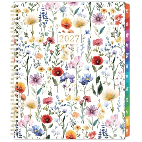 Youthamazing 2027 Planner for Office School Home - Spiral Bound 2027 Weekly Monthly Calendar Jan. - Dec. 2027 Year Organizer with To Do List Tabs & Cardboard Cover - Multicolor 8.5 x 11