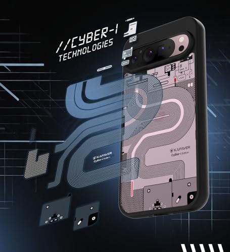 Image of KAPAVER Back Cover Case Compatible for Google Pixel 9 /9 Pro (PC+TPU) (Cyber-i Black)