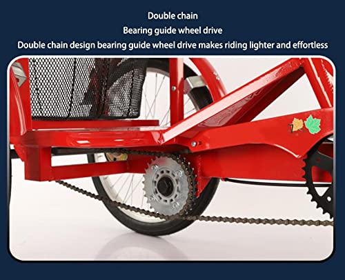 ZHANGXIAOYU Dreirad für Erwachsene mit Kindersitz 3-Rad-Fahrrad Faltrad Anhänger ältere Menschen Familienfahrräder 2 Kinder hinterem Korb Lebensmitteleinkaufsausflug stoßdämpfend, Schwarz, 20inch – Bild 7