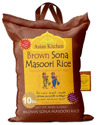 Asian Kitchen Brown Sona Masoori Aged Rice 10-Pound Bag, 10lbs