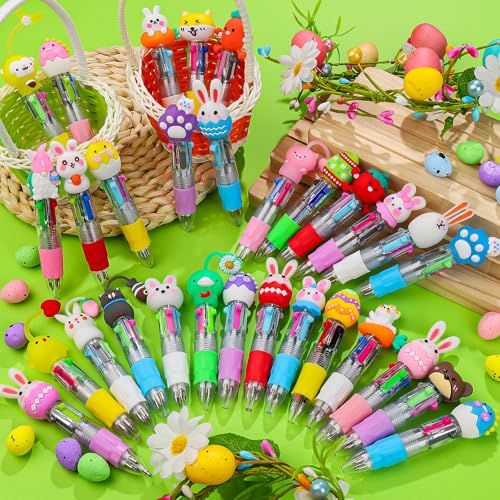Image of CZWZ 30Pcs Mini Multicolor Pens in One 4-in-1 Cute Pens Bulk for Kids, Ballpoint Pen for Birthdays and Children's Parties, Fun Gifts Assorted Ink Kawaii Pen(Easter)