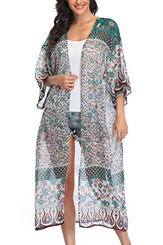 sheer floral kimono cardigan