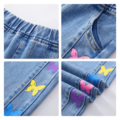 Rolanko Girls Jeans Denim Elastic Wasit Wide Leg Baggy Pants Kids Clothes 4-14 Years4