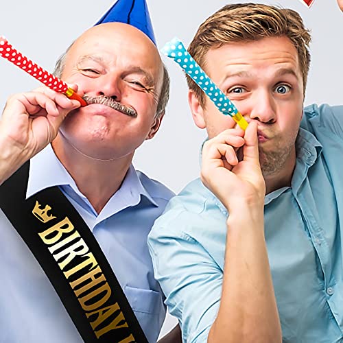 Thinp Écharpe d'anniversaire en satin noir - Accessoire de décoration de fête pour hommes, femmes et enfants (noir) – vue 6