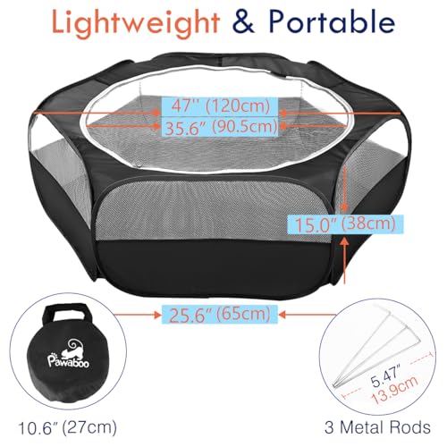 Image of Pawaboo Small Animal Playpen with Zippered Cover, Black