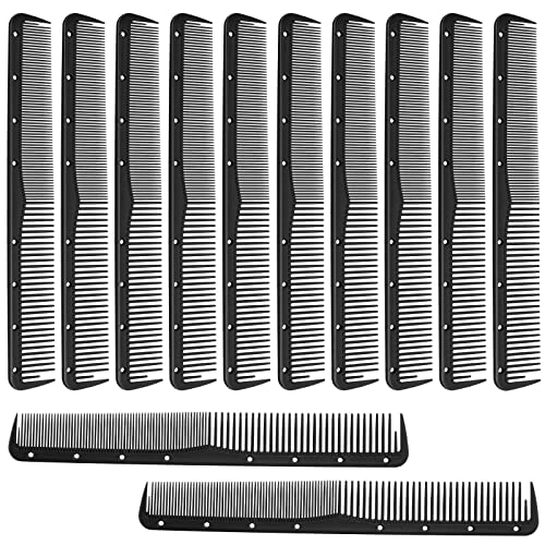 12 Pieces Carbon Fine Cutting Comb Carbon Fiber Salon Hairdressing Comb Hairdressing Comb Heat Resistant Barber Comb (Black)