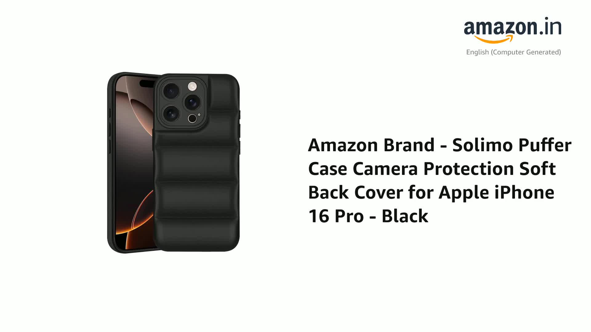 Amazon Brand - Solimo Puffer Case Camera Protection Soft Back