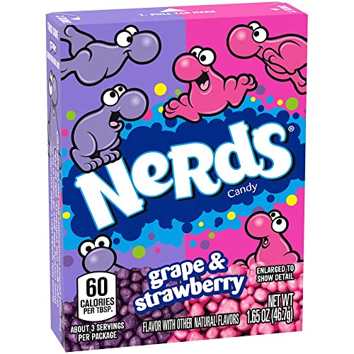 Image of DECADENT FOODS Nerds Candy Variety Pack, 3 Grape & Strawberry and 3 Wild Cherry Watermelon, Sour then Sweet, 46g Each, 6 Count, Product of USA