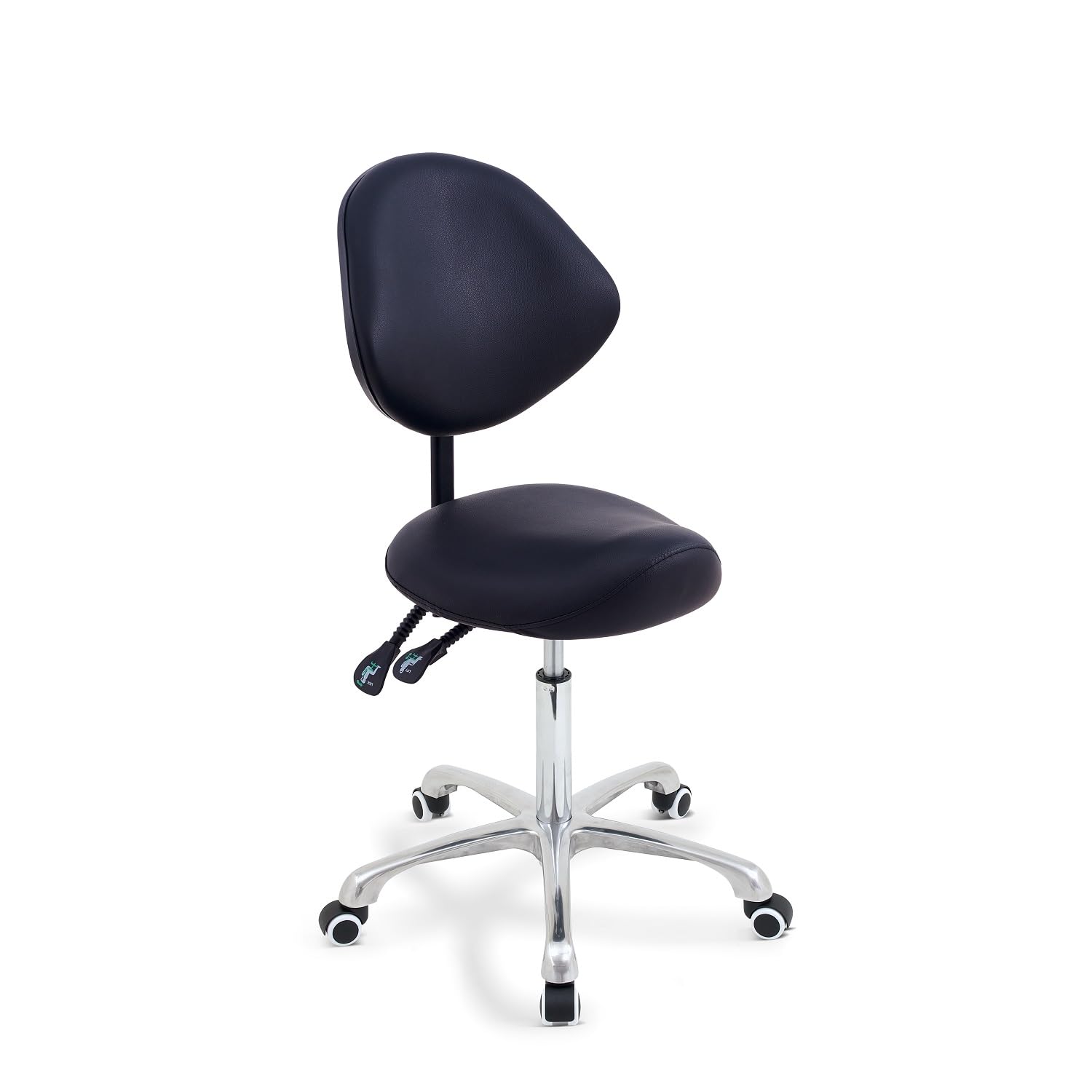 Tabouret Ergonomique À Roulettes Avec Dossier-Selle De Cheval Anti Mal De Dos-Haute Qualité-Roulettes Silicone Silencieuse-Vérin Gaz Classe 3-Hauteur Réglable 55-75Cm Professionnel