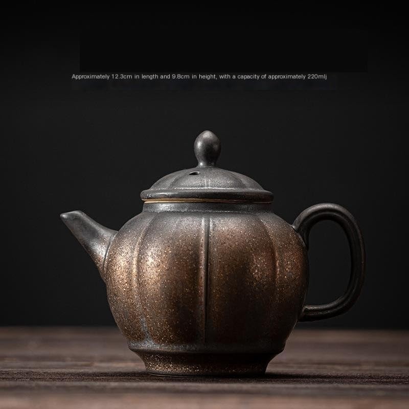 Infusor De Té Tetera de esmalte de hierro dorado de estilo chino, juego de té de cerámica Kung Fu, tetera Retro, Infusor de té, olla pequeña, olla individual Tetera De Cocina