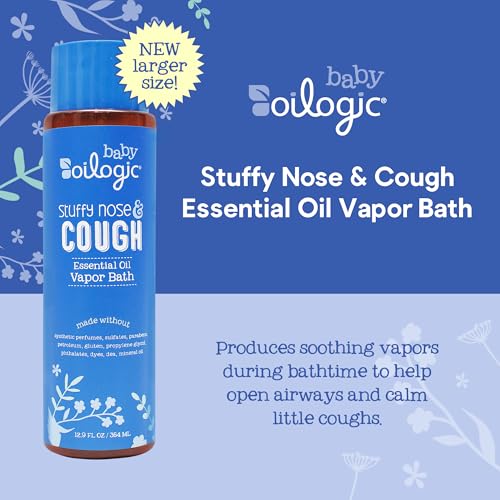 Oilogic Stuffy Nose & Cough Essential Oil Vapor Bath for Babies & Toddlers - Gentle Baby Bath Essentials – Pediatrician-Tested & Safe for Babies, 12.9 Fl Oz - Image 3