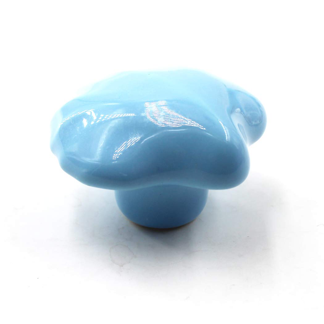 Azul Perilla del cajón Perillas de gabinete de cerámica Tirador de la manija de la habitación de los niños para los cajones de la cómoda (paquete de 8 tornillos incluidos)