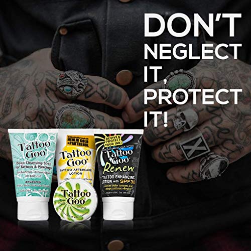 Tattoo Goo Aftercare Kit Brighten Colors & Soothes Skin - Includes Healing Balm, Moisturizing Lotion, Deep Cleansing Soap + Renew Enhancing Lotion with SPF 30 - Cruelty-Free, Natural Ingredients - Thumbnail 3