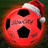 GlowCity Glow in The Dark Soccer Ball | Light Up Indoor/Outdoor Soccer Ball with 2 LED Lights | Pre-Installed Batteries | Fun Gift for Teens