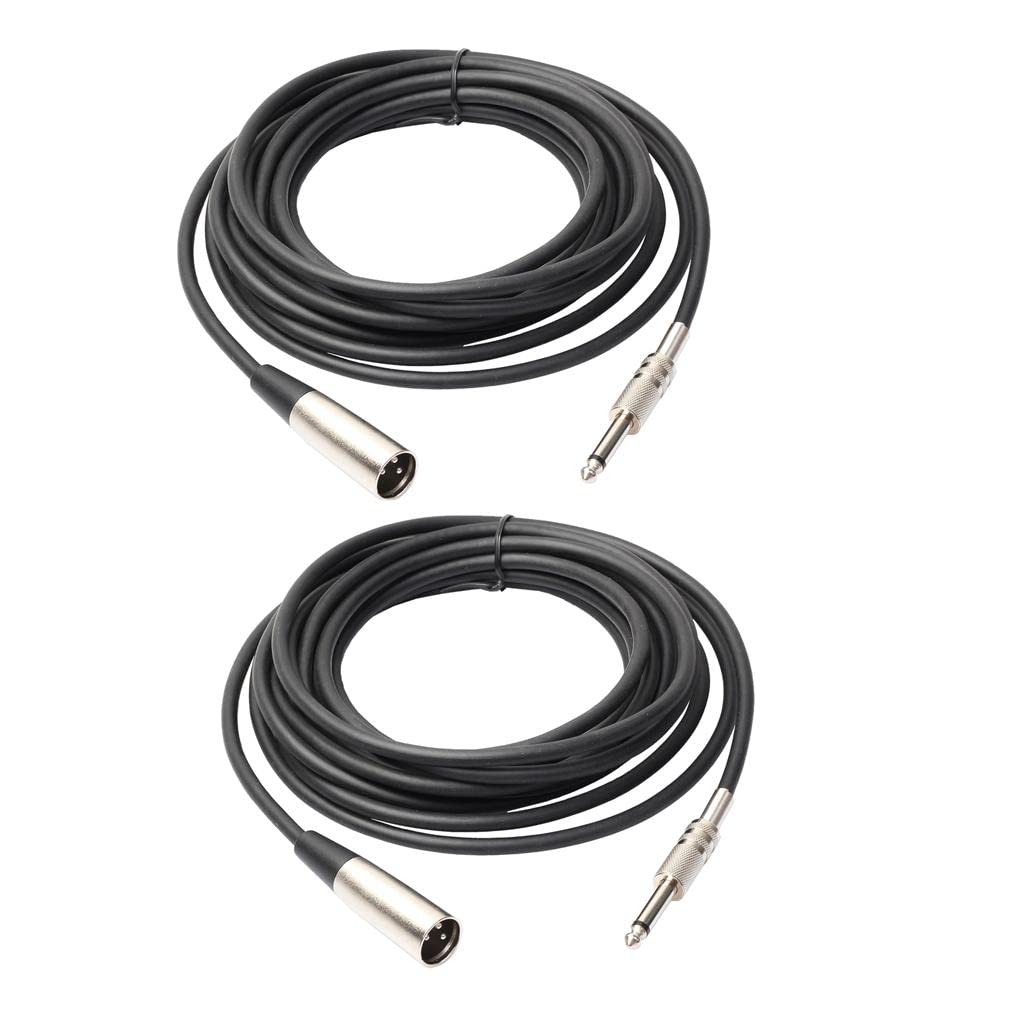 2 Pcs XLR 3 Pin Male to 1/4 6.35mm Mono Jack Male Plug Microphone Cable 10ft-image-23