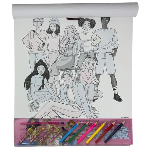 Libro da Colorare Marvel Disney per Bambini Album Maxi 40,5x35 cm con Pastelli Matite Stickers e Fogli Magici Idea Regalo Creativa (Barbie)
