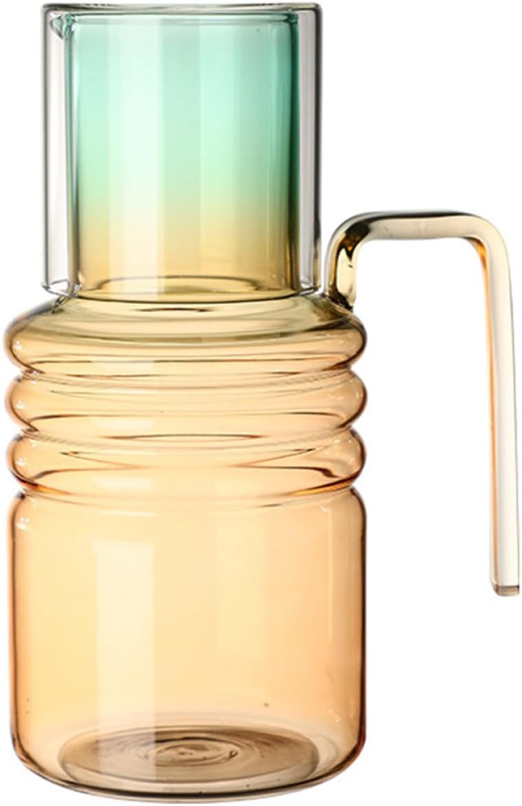 VICASKY 1400ml Gradient Color Glass Juice Carafe Heat-resistant Borosilicate Glass Pitcher Household Large Capacity Water and Tea Pitcher for Refrigerator Use